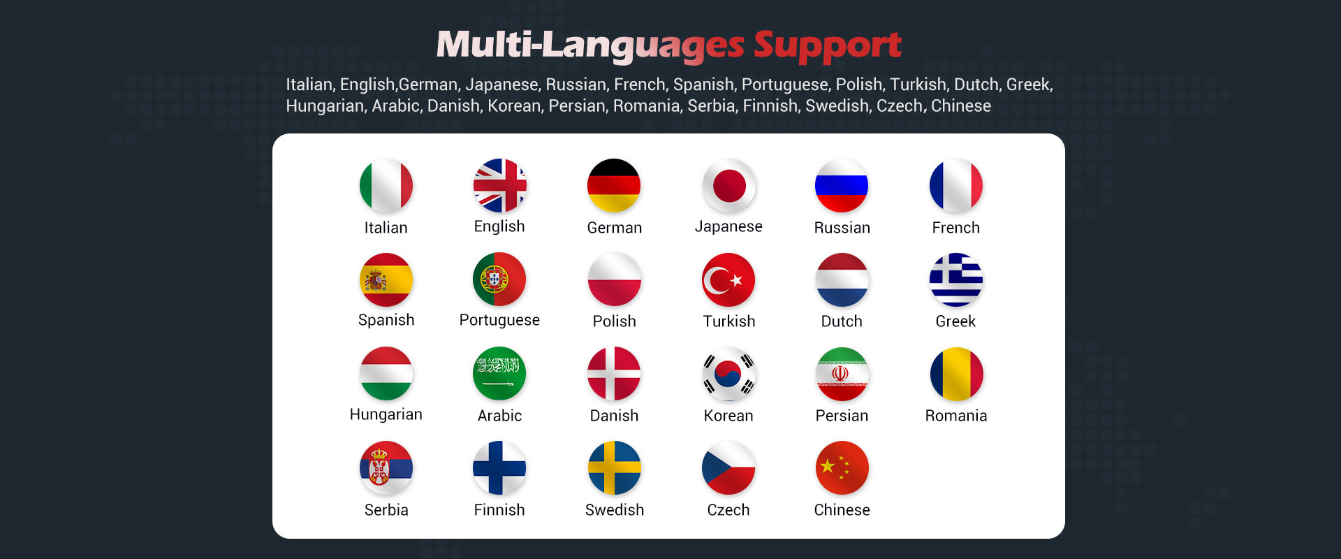 Support  24  Localized  Languages
