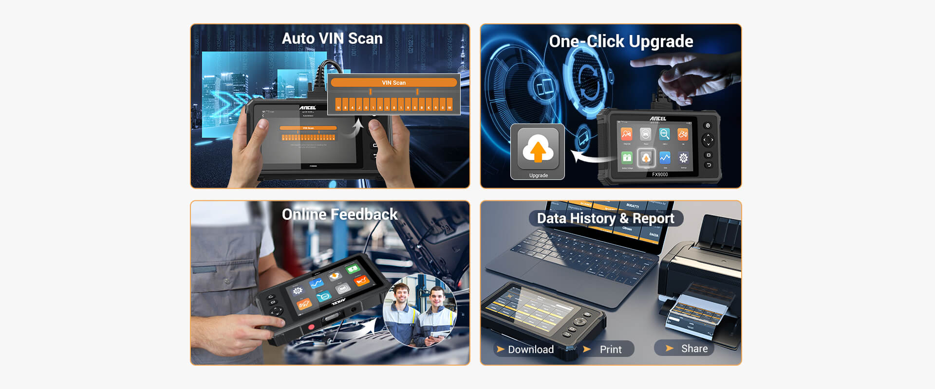 Auto VIN + One Click Upgrade + Online Feedback + Data Report
