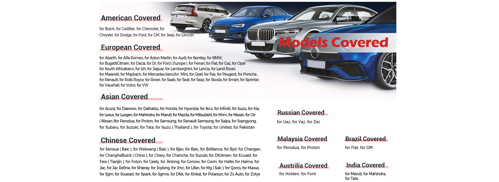 Supports 10000+ car models from America, Europe, Asia